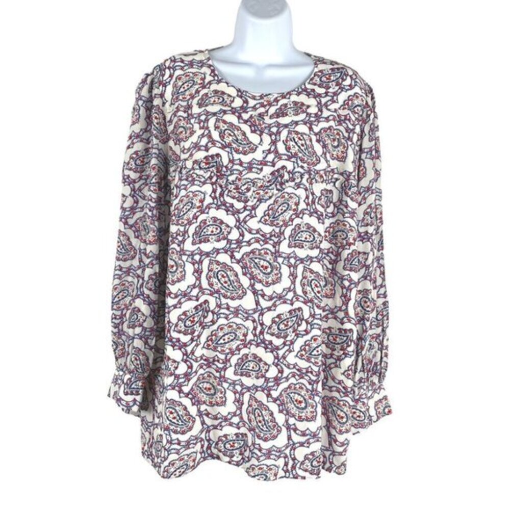 Talbots Top Blouse‎ Women's 2X Paisley Viscose Long Sleeve Multicolored NWT
